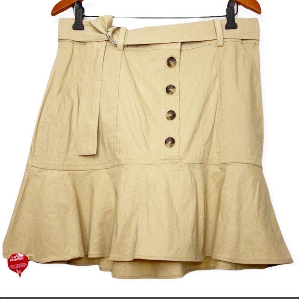 A.L.C. Miley Fluted Belted Linen Blend Mini Skirt Size 14 - Picture 6 of 11